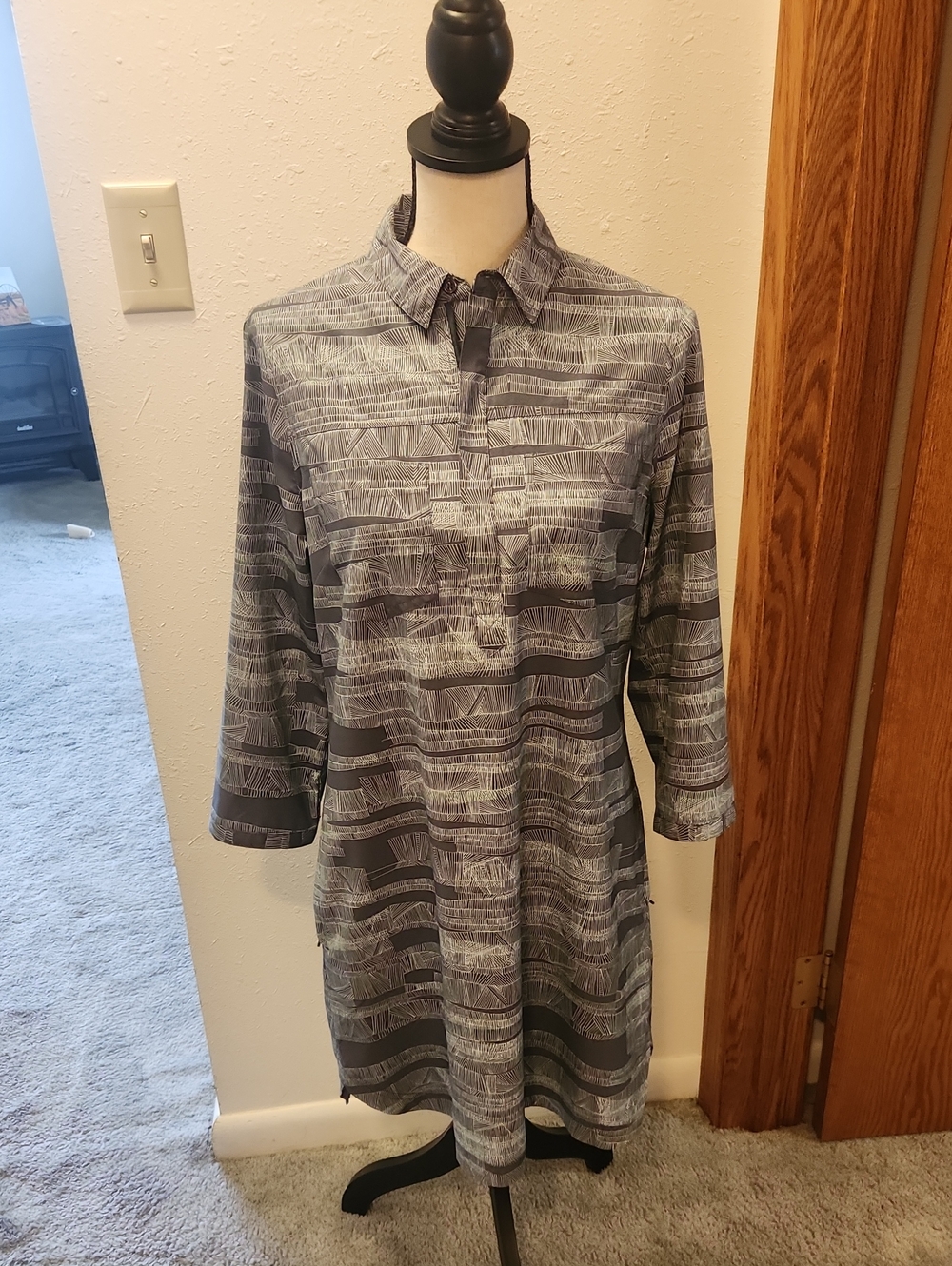 Title Nine Adventurista Tunic Dress Medium In Gray Pattern